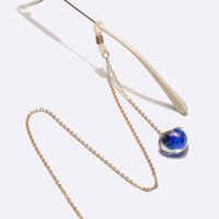 Металлическая нескользящая цепочка золотого цвета, с подвеской в виде персиково-синего сердца, для очков и масок GL1481