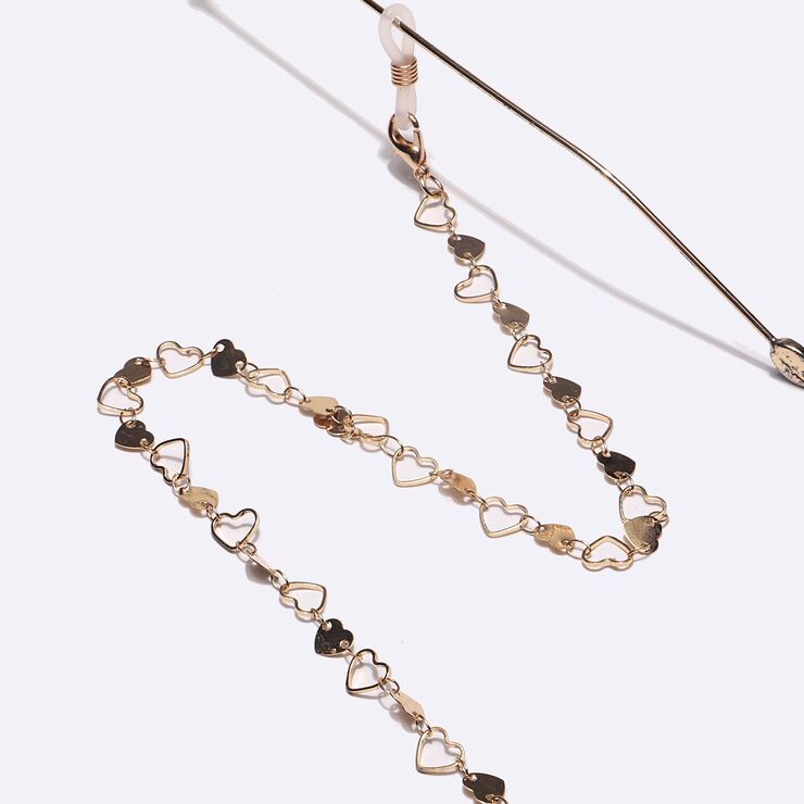 Металлическая нескользящая цепочка золотого цвета, с золотыми сердцами, для очков и масок GL1415