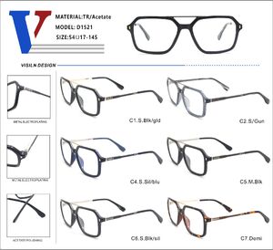 Plastic acetate TR90 + metall frame with spring hinges D1521-DA