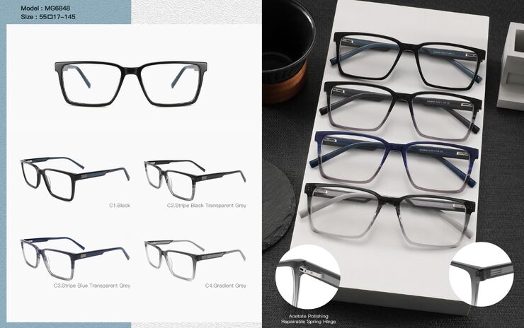 Combined plastic acetate + metal frame for men, with spring hinges Big City MG6848