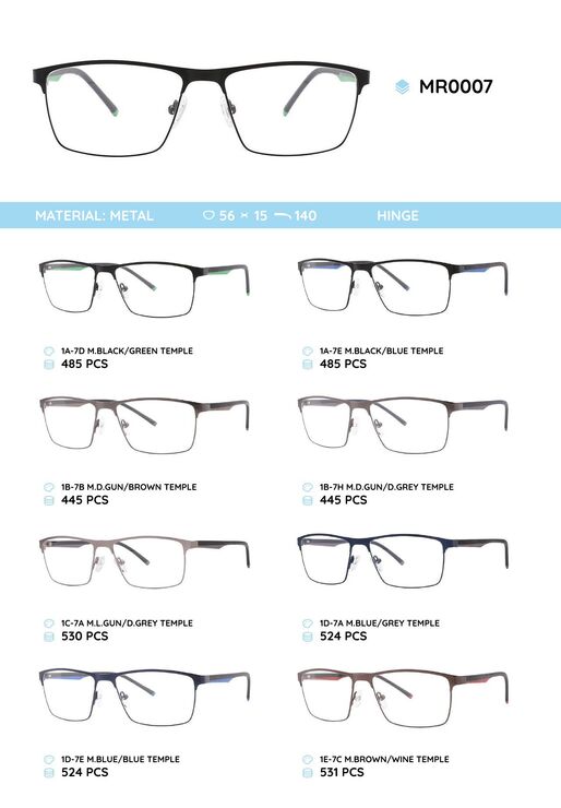 Metal frame with temples made of TR-90 material MR0007