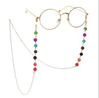 Metal non-slip chain, with natural stone colorful beads, for glasses and masks GL147