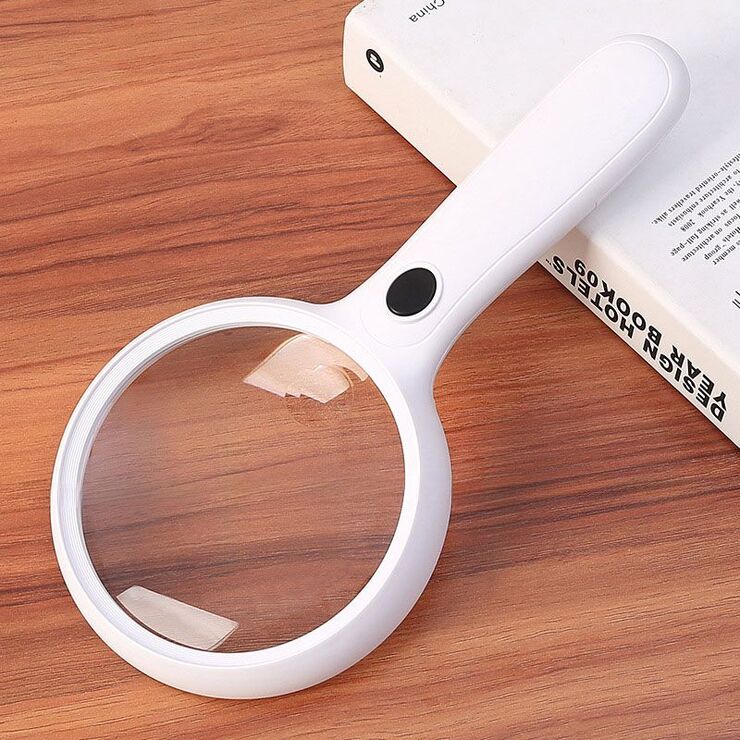 Magnifier with universal backlight, magnifying glass with handle 90120-XX, diameter 120 mm, magnification: 2Х, 6Х