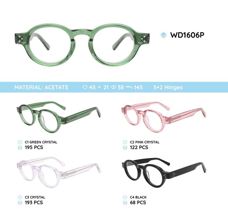 Plastic acetate eyeglasses frame with spring hinges WD1606P