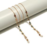 Gold-colored metal non-slip chain, with colorful elephant, for glasses and masks GL1650