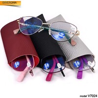 Очки в чехле женские металлические с флексами Vizzini V7024 BLOCK BLUE LIGHT диоптрии до -8,00
