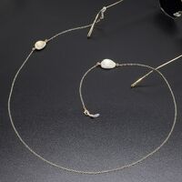 Gold-colored metal non-slip chain, with pendant white conch, for glasses and masks GL434