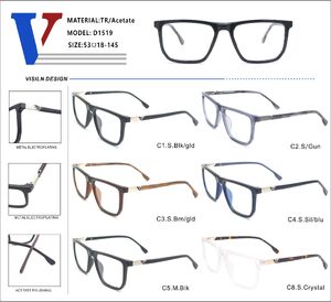 Plastic acetate TR90 + metall frame with spring hinges D1519-DA