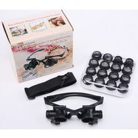 Magnifier-glasses with backlight for small parts working with replaceable attachments 9892G8KX, magnification: 2.5X, 4X, 6X, 8X, 10X, 15X, 20X, 25X