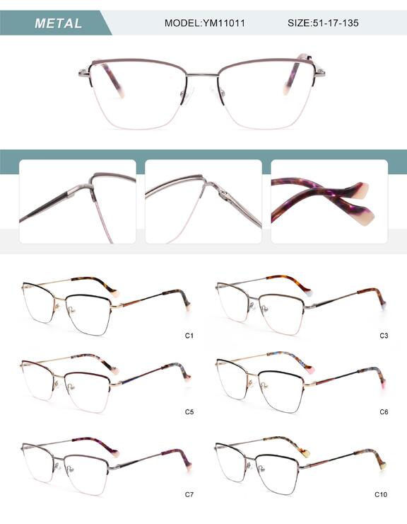 Оправа металлическая полуободковая женская с флексом YM11011-DA