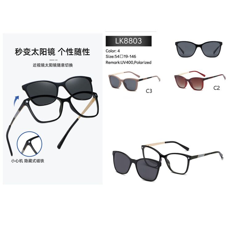 Plastic eyeglasses frame with a sun protection clip-on Leke LK8803