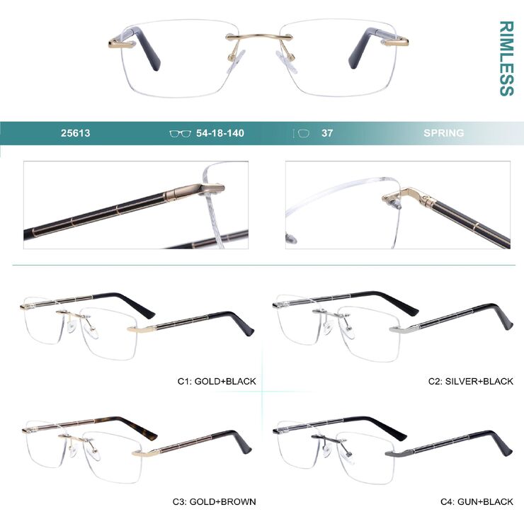 Rimless metal frames for glasses with spring hinges Big City 25613