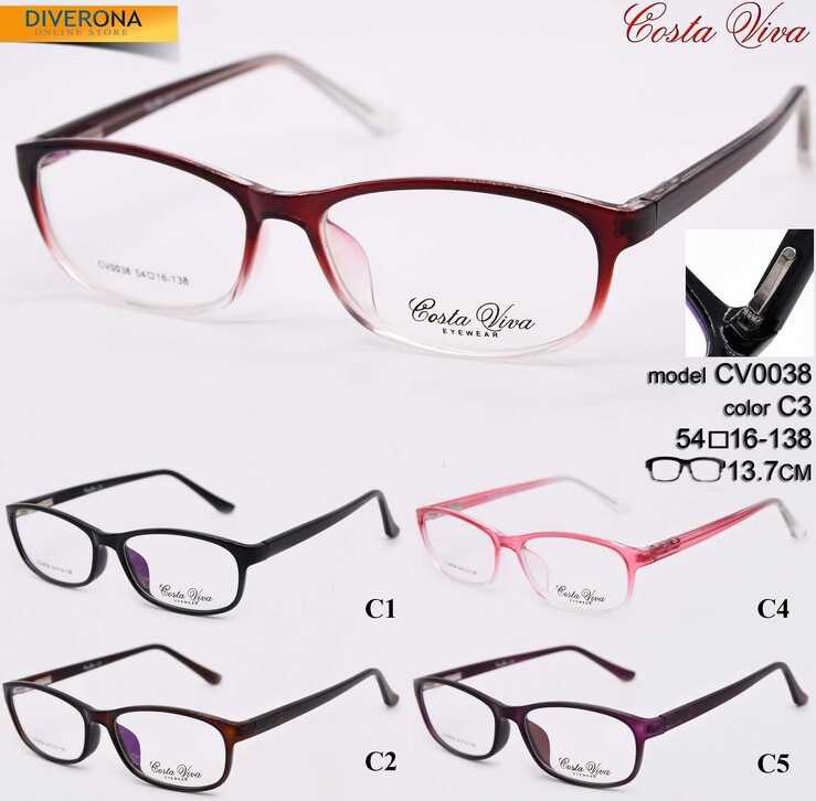 Plastic eyeglass frames with flex hinges Costa Viva CV0038