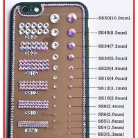 Set of rhinestones with flat bottom for decorating frames and glasses PD0022, colors: white and AB, 1.3-6.5 mm
