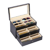 Glasses holder display with 18 slots and 2 drawers