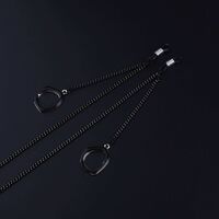 Black-colored metal non-slip chain, with pendant round, for glasses and masks GL889