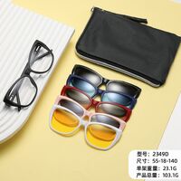 TR90/PC plastic frame + 5 polarized sun protection magnet clip-on set + leather bag El Dorado EL2349D