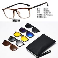 TR90/PC plastic frame + 5 polarized sun protection magnet clip-on set + leather bag El Dorado EL3301A