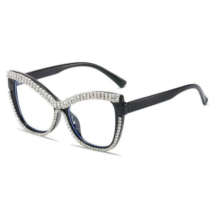 Reading PC plastic glasses with Blue Ray Cut protection, spring hinges and rhinestones for women KY239镶钻款, diopters from 0.00 to +4.00