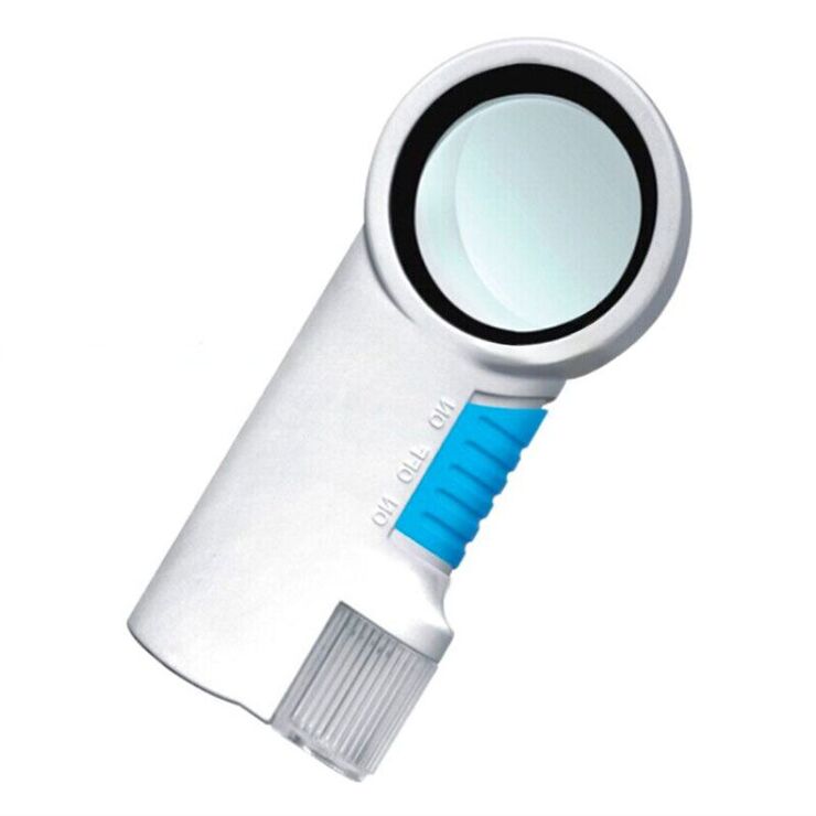 Magnifier with universal backlight, magnifying glass with handle 7010-XX, diameter 50 mm, magnification: 8Х
