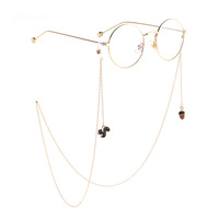 Металлическая нескользящая цепочка золотого цвета, с подвеской в виде белки и кедрового ореха, для очков и масок GL775