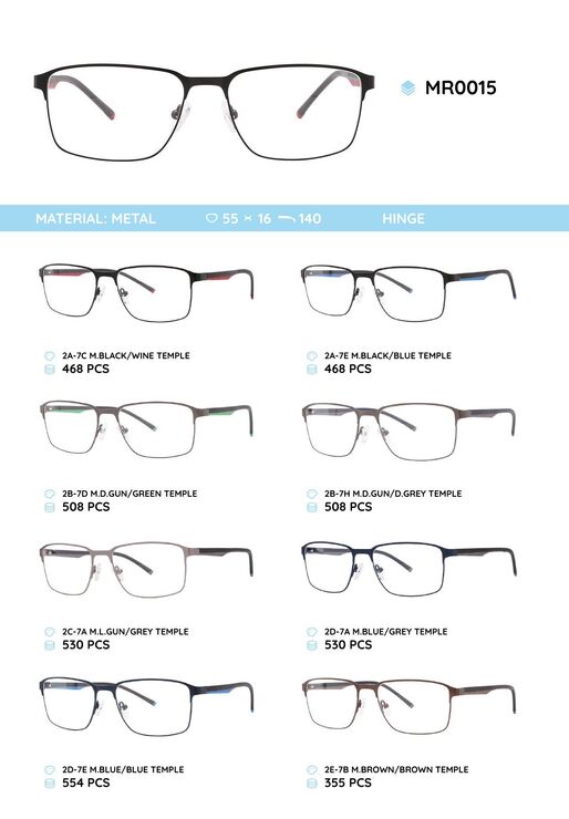 Металлическая оправа с дужками из материала TR-90 MR0015