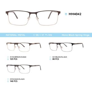 Metal men's frame for glasses with spring hinges MM4042