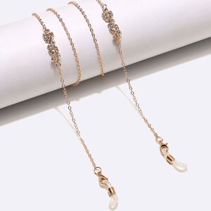 Gold-colored metal non-slip chain, with letters love with rhinestone, for glasses and masks GL1455