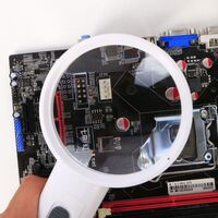 Magnifier with universal backlight, magnifying glass with handle 6B-6B-XX, diameter 90 mm, magnification: 4Х