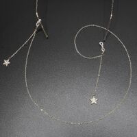 Metal non-slip chain, with pendant star and rhinestone, for glasses and masks GL388