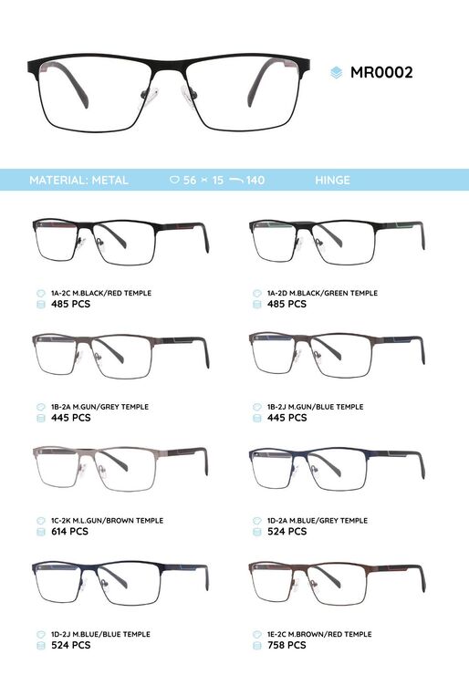 Металлическая оправа с дужками из материала TR-90 MR0002