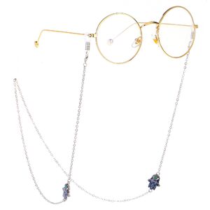 Silver-colored metal non-slip chain, with pendant palm and eye, for glasses and masks GL238