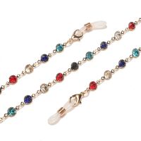 Металлическая нескользящая цепочка золотого цвета, с цветными стразами, для очков и масок GL1543