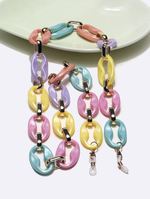 Набор из двух цепочек для очков из нержавеющей стали с разноцветными кристаллами GB143