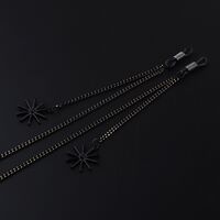 Black-colored metal non-slip chain, with pendant snowflake, for glasses and masks GL981