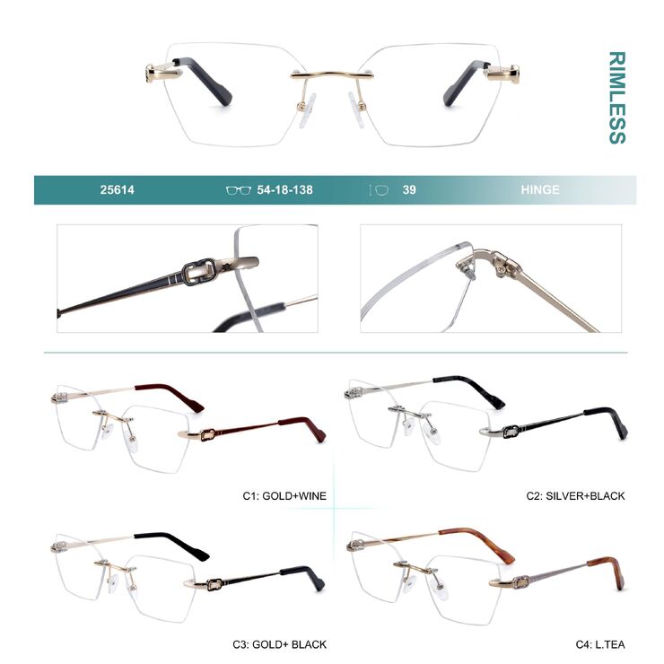 Rimless metal frames for glasses with spring hinges Big City 25614