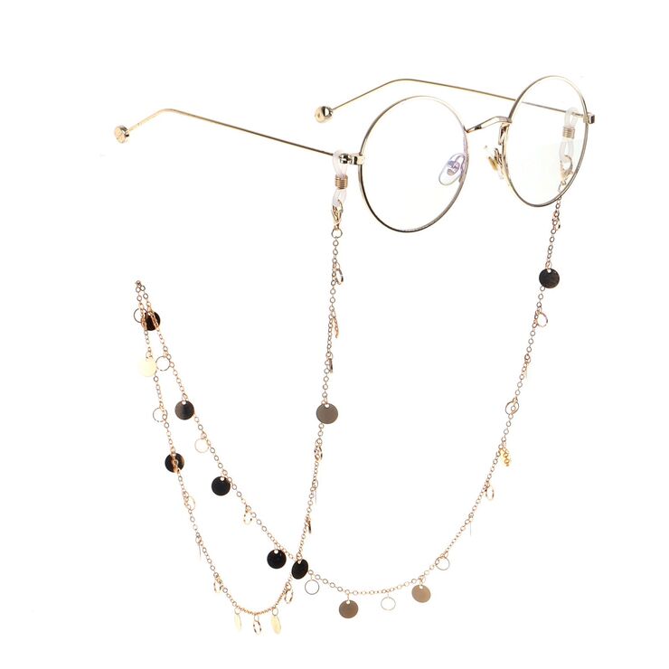 Металлическая нескользящая цепочка золотого цвета, с круглыми подвесками, для очков и масок GL847