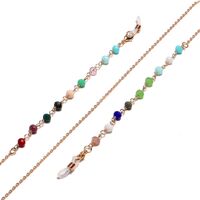Металлическая нескользящая цепочка золотого цвета, с цветными кристаллами, для очков и масок GL1291