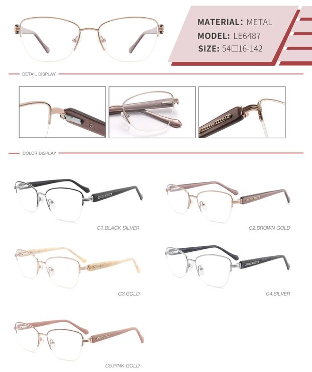 Metal nylor frame with spring hinges LE6487-DA