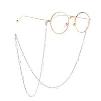 Steel-colored metal non-slip chain, withheart, for glasses and masks GS012
