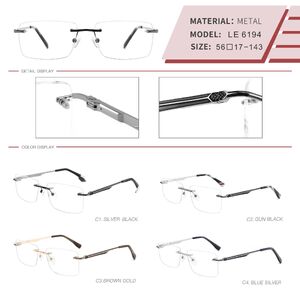 Metal rimless on screws frame for men with spring hinges LE6194-DA