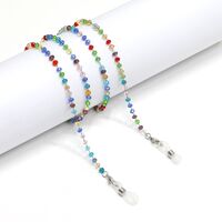 Metal non-slip chain silver, with colorful crysta, for glasses and masks GS034