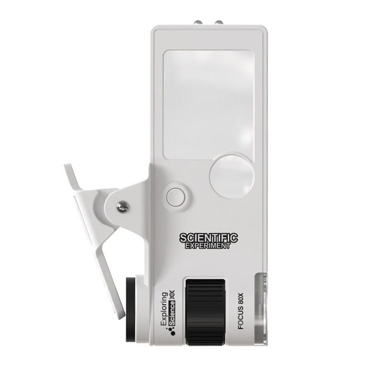 Portable pocket magnifier with backlight and UV light 5803, size: 37*30 mm, magnification: 3X, 10X, 80X