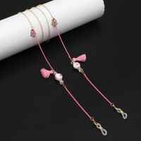 Металлическая нескользящая цепочка золотого цвета, с керамическими бусинами и кисточками, для очков и масок GL924