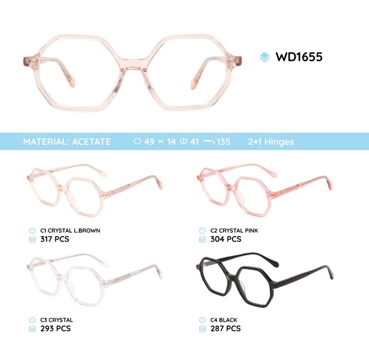 Plastic acetate eyeglasses frame with spring hinges WD1655