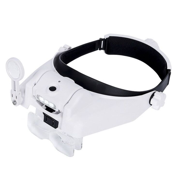 Binocular magnifier with backlight, magnifying glass with head mount 82000MC-XX, magnification: 1X, 1,5X, 2X, 2,5X, 3,5X, 8X