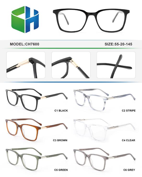 Plastic acetate frame with spring hinges CH7600-DA