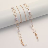 Металлическая нескользящая цепочка золотого цвета, с жемчужными и металлическими кругами, для очков и масок GL1867