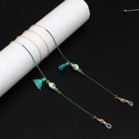 Металлическая нескользящая цепочка золотого цвета, с керамическими бусинами и кисточками, для очков и масок GL924