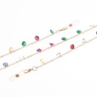Металлическая нескользящая цепочка золотого цвета, с цветными акриловыми бусинами, для очков и масок GL862